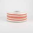 1.5  French Ticking Stripe Ribbon: Ivory & Orange (10 Yards) Cheap