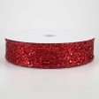 1.5  Metallic Sequin Glitter Mesh Ribbon: Red (50 Yards) For Sale