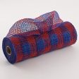 10  Small Check Fabric Mesh: Red & Royal Blue Hot on Sale