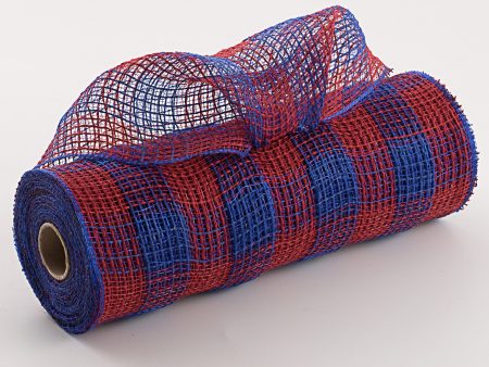 10  Small Check Fabric Mesh: Red & Royal Blue Hot on Sale