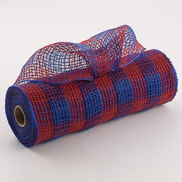 10  Small Check Fabric Mesh: Red & Royal Blue Hot on Sale