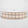 1.5  Woven Buffalo Plaid Ribbon: Natural & Cream (50 Yards) Online now