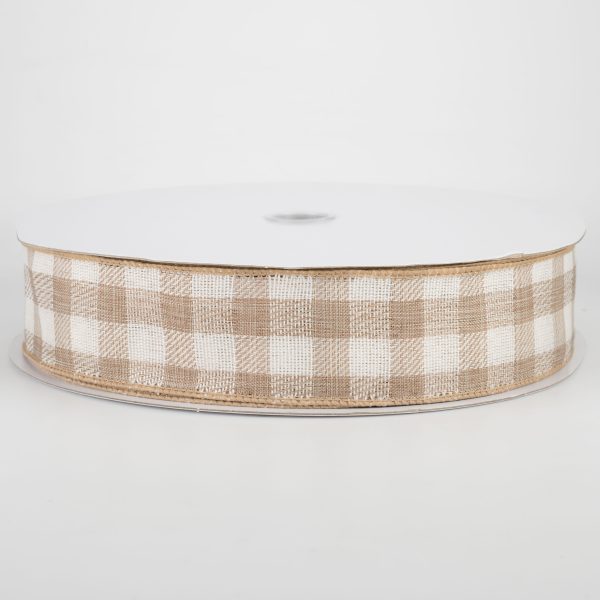 1.5  Woven Buffalo Plaid Ribbon: Natural & Cream (50 Yards) Online now