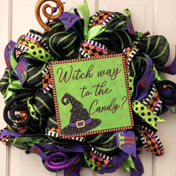 10  Square Wooden Sign: Witch Way To The Candy Hot on Sale