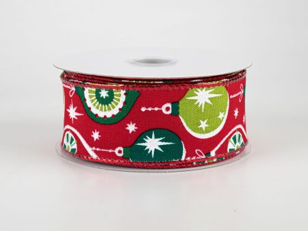 1.5  Vintage Holiday Ornament Ribbon: Red, Emerald, Lime (10 Yards) For Cheap