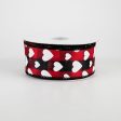 1.5  Hearts On Buffalo Plaid Ribbon: Black, Red, White (10 Yards) Sale