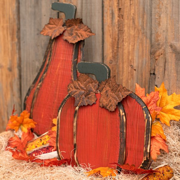 10  Round Wooden Pumpkin: Antique Orange For Discount