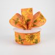 1.5  Linen Sunflower Ribbon: Orange (10 Yards) Online Sale