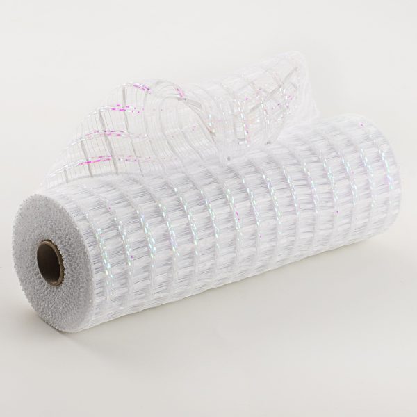 10  Wide Weave Metallic Mesh: White Check Online Sale