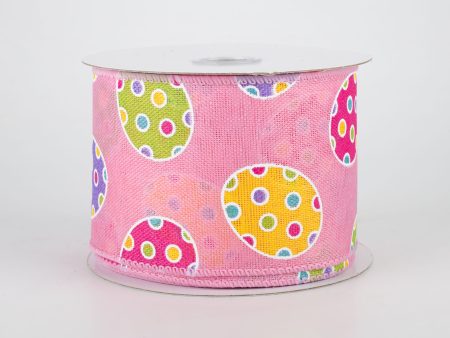 2.5  Polka Dot Easter Eggs Ribbon: Pink (10 Yards) Cheap