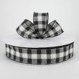 1.5  Woven Buffalo Plaid Ribbon: Black & Cream (50 Yards) Cheap