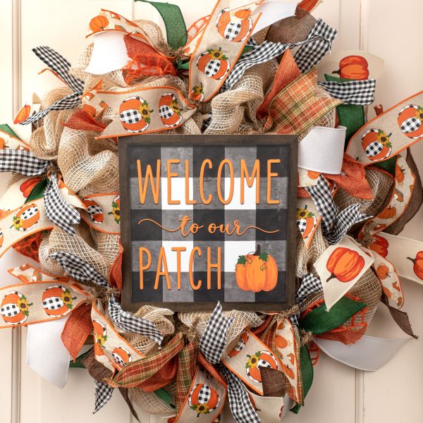 10  Square Wooden Sign: Welcome To Our Patch On Check Sale