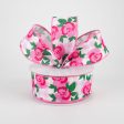 1.5  Pink Roses on Pink & White Gingham Ribbon (10 Yards) Supply