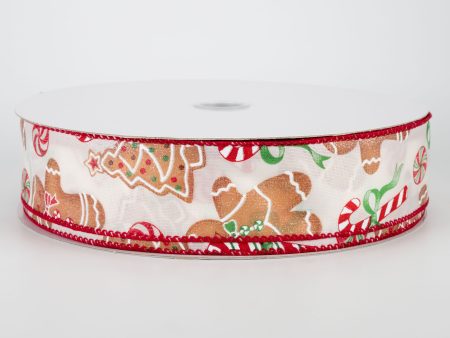 1.5  Gingerbread and Candy Canes Ribbon (50 Yards) Hot on Sale