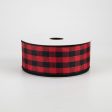 1.5  Woven Buffalo Plaid Ribbon: Black & Red (10 Yards) Discount