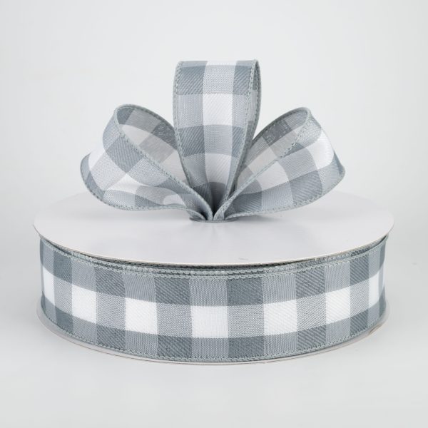 1.5  Woven Buffalo Plaid Ribbon: Grey & White (50 Yards) Discount