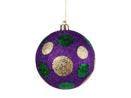 100MM Glitter Dot Ball Ornament: Mardi Gras For Sale