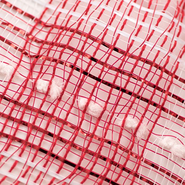 10  Snowball Check Plaid Deco Mesh: Red & White on Sale