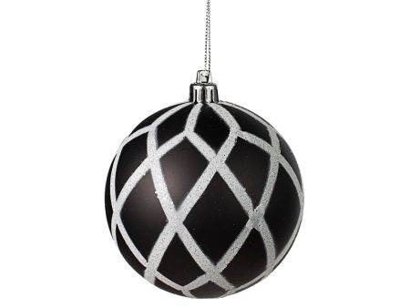 100MM Glitter & Matte Harlequin Ball Ornament: Black & White Online Sale