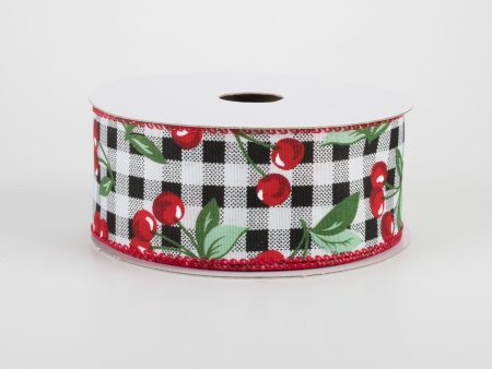 1.5  Buffalo Plaid With Cherries Ribbon (10 Yards) on Sale