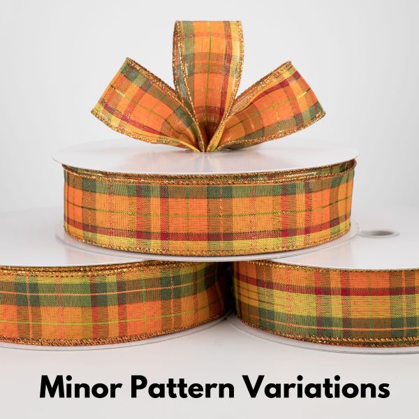 1.5  Fall Plaid Metallic Ribbon (50 Yards) For Discount