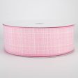 2.5  Estelle Textured Linen Ribbon: Pink (50 Yards) Online Sale