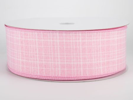 2.5  Estelle Textured Linen Ribbon: Pink (50 Yards) Online Sale