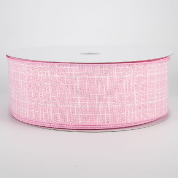 2.5  Estelle Textured Linen Ribbon: Pink (50 Yards) Online Sale