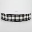 1.5  Woven Buffalo Plaid Ribbon: Black & Cream (50 Yards) Cheap