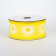 1.5  Linen Daisy Ribbon: Yellow (10 Yards) Online Hot Sale