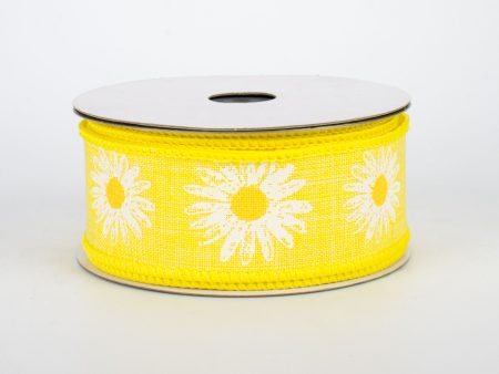 1.5  Linen Daisy Ribbon: Yellow (10 Yards) Online Hot Sale