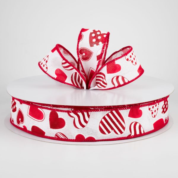 1.5  Polka Dot, Stripe, Solid Hearts Ribbon (50 Yards) Fashion