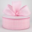 2.5  Estelle Textured Linen Ribbon: Pink (50 Yards) Online Sale