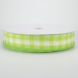 1.5  Woven Buffalo Plaid Ribbon: Lime & Cream (50 Yards) Cheap