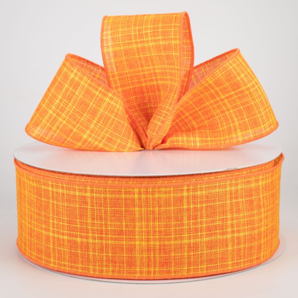 2.5  Estelle Textured Linen Ribbon: Orange (50 Yards) Hot on Sale