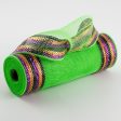 10  Border Stripe Metallic Mesh: Lime & Halloween on Sale