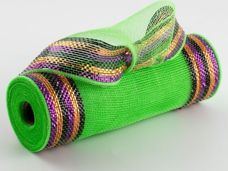 10  Border Stripe Metallic Mesh: Lime & Halloween on Sale