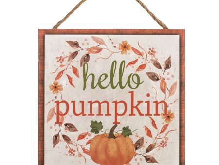 10  Square Wooden Sign: Hello Pumpkin For Cheap