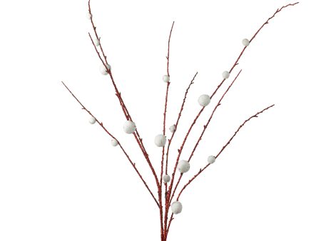 48  Felt Ball Glitter Branch: Red & White Supply