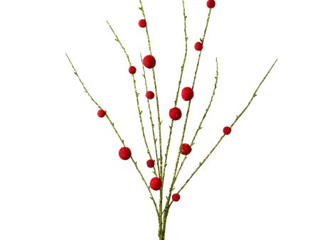 48  Felt Ball Glitter Branch: Red & Green Sale