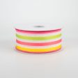 1.5  Woven Stripes Ribbon: Pink, Lime, Yellow, Aqua (10 Yard Cheap