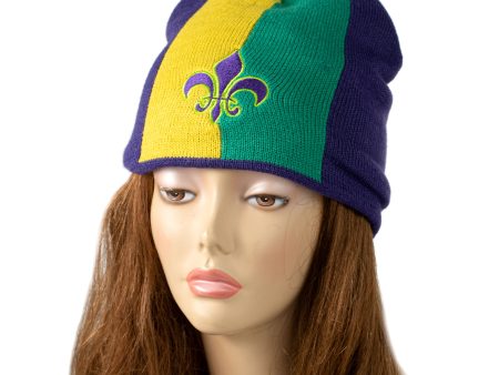 Mardi Gras Fleur de Lis Knit Hat Cheap