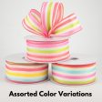 1.5  Woven Stripes Ribbon: Pink, Lime, Yellow, Aqua (10 Yard Cheap