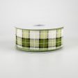 1.5  Windowpane Plaid Ribbon: Olive, Ivory, Black (10 Yards) For Cheap