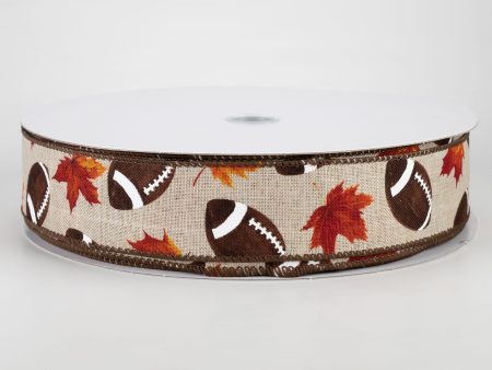 1.5  Linen Fall Leaf Football Ribbon: Natural (50 Yards) For Cheap