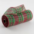 10  Plaid Poly Burlap Mesh: Cranberry, Emerald, Chocolate, Natural, Cream Fashion