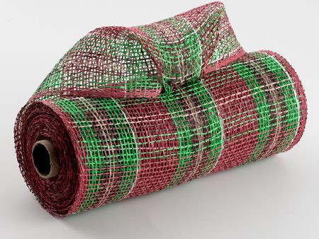 10  Plaid Poly Burlap Mesh: Cranberry, Emerald, Chocolate, Natural, Cream Fashion