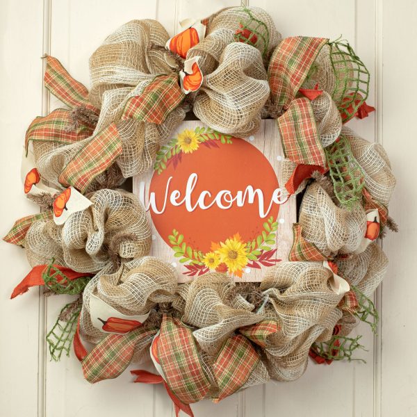 10  Square Wooden Sign: Welcome Fall Supply