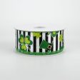 1.5  St. Patrick s Clovers & Hats Stripe Ribbon (10 Yards) Sale