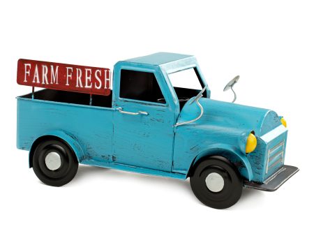 14  Farm Fresh Metal Pick Up Truck Planter: Blue Online now